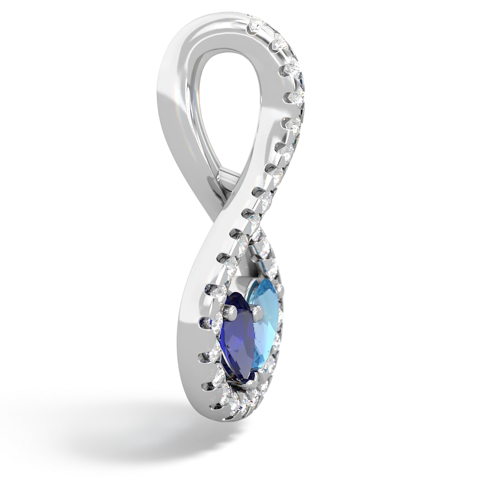 Lab Sapphire Pave Twist 'One Heart' 14K White Gold pendant P5360