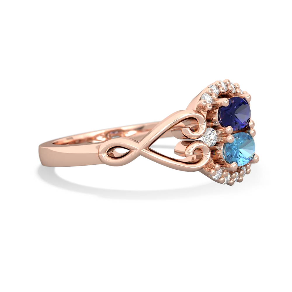 Lab Sapphire Love Nest 14K Rose Gold ring R5860