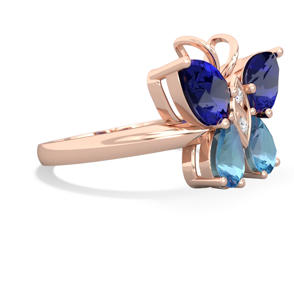 Lab Sapphire Butterfly 14K Rose Gold ring R2215