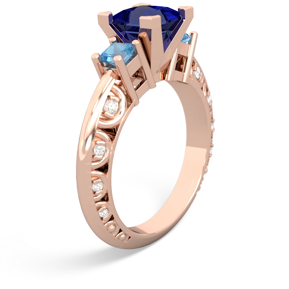 Lab Sapphire Eternal Embrace Engagement 14K Rose Gold ring C2001