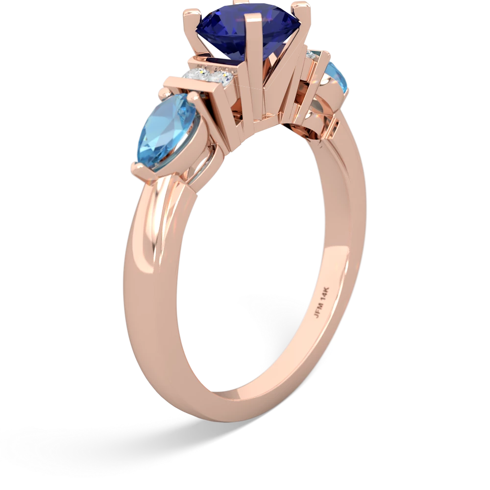 Lab Sapphire 6Mm Round Eternal Embrace Engagement 14K Rose Gold ring R2005