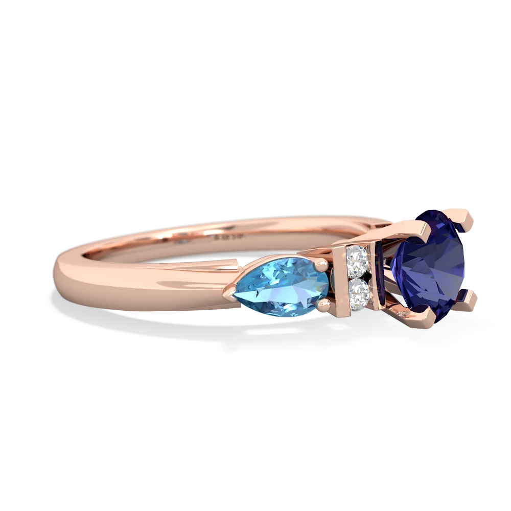 Lab Sapphire 6Mm Round Eternal Embrace Engagement 14K Rose Gold ring R2005