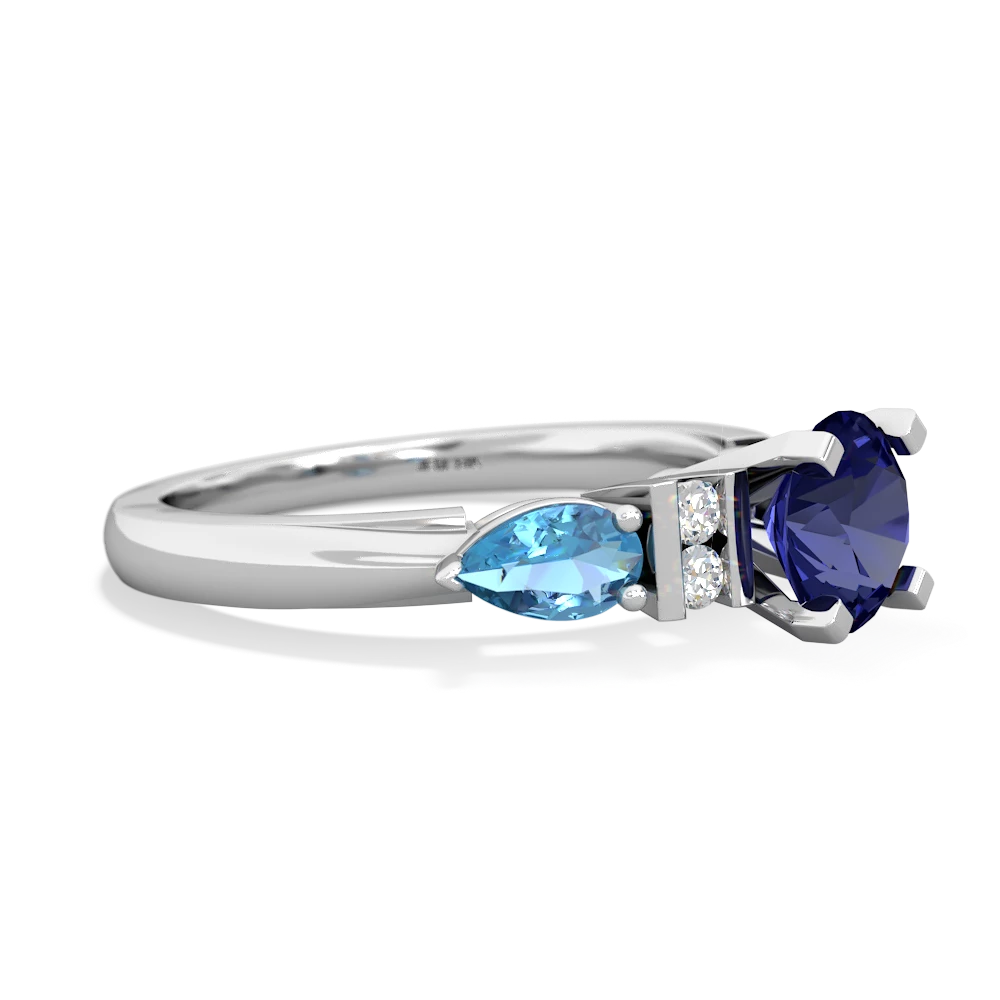 Lab Sapphire 6Mm Round Eternal Embrace Engagement 14K White Gold ring R2005