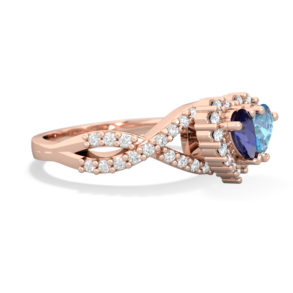 Lab Sapphire Diamond Twist 'One Heart' 14K Rose Gold ring R2640HRT