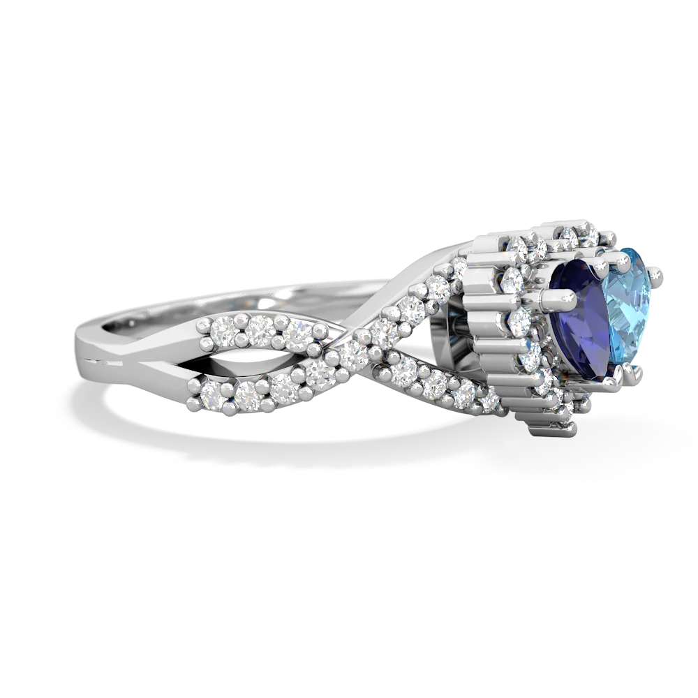 Lab Sapphire Diamond Twist 'One Heart' 14K White Gold ring R2640HRT