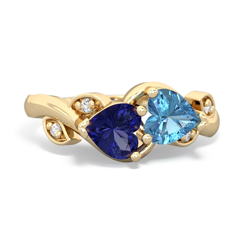 Lab Sapphire Floral Elegance 14K Yellow Gold ring R5790