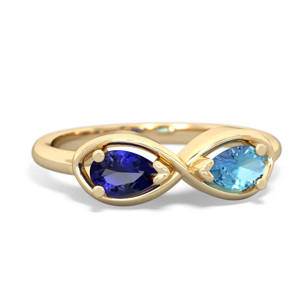 Lab Sapphire Infinity 14K Yellow Gold ring R5050