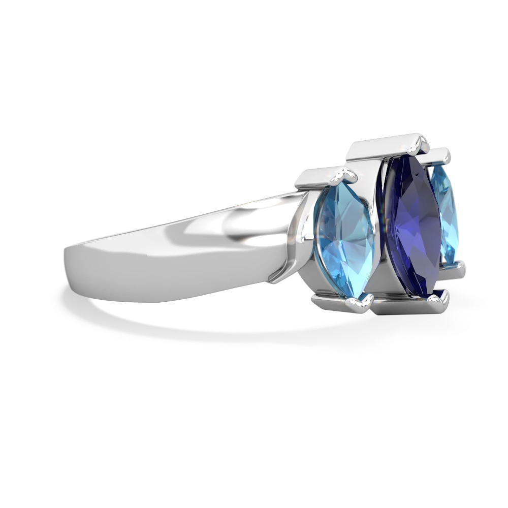 Lab Sapphire Three Peeks 14K White Gold ring R2433