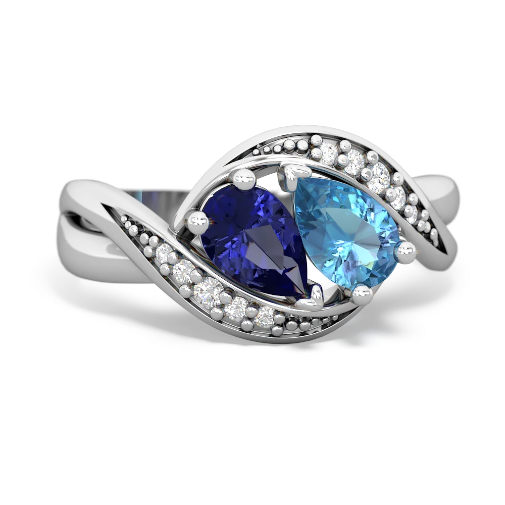 Lab Sapphire Summer Winds 14K White Gold ring R5342