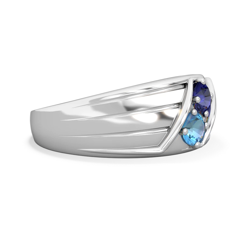 Lab Sapphire Men's Streamline 14K White Gold ring R0460