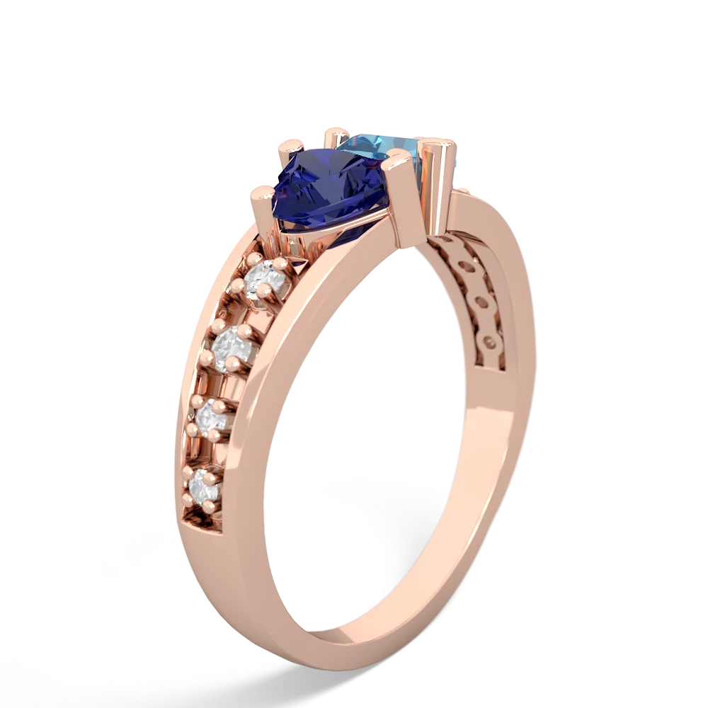 Lab Sapphire Heart To Heart 14K Rose Gold ring R3342