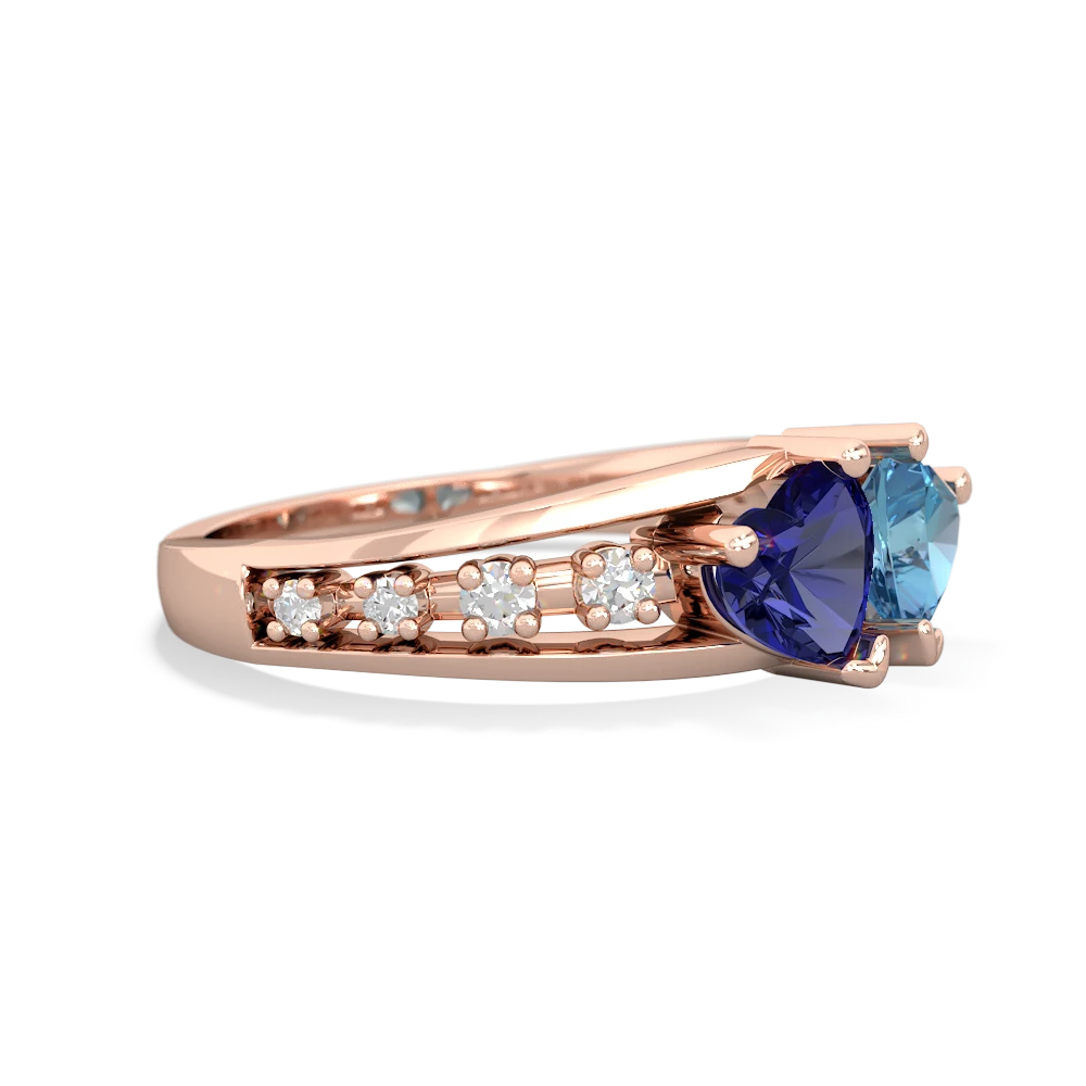 Lab Sapphire Heart To Heart 14K Rose Gold ring R3342