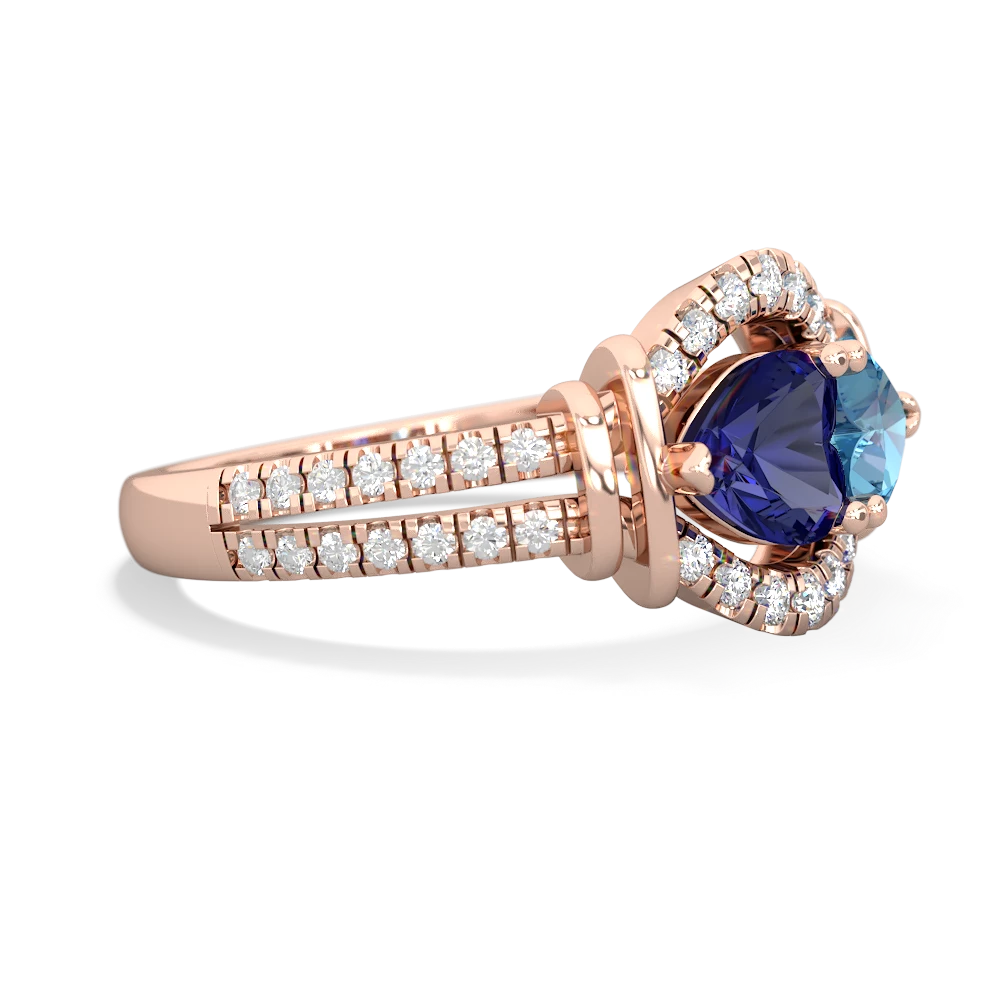 Lab Sapphire Art-Deco Keepsake 14K Rose Gold ring R5630