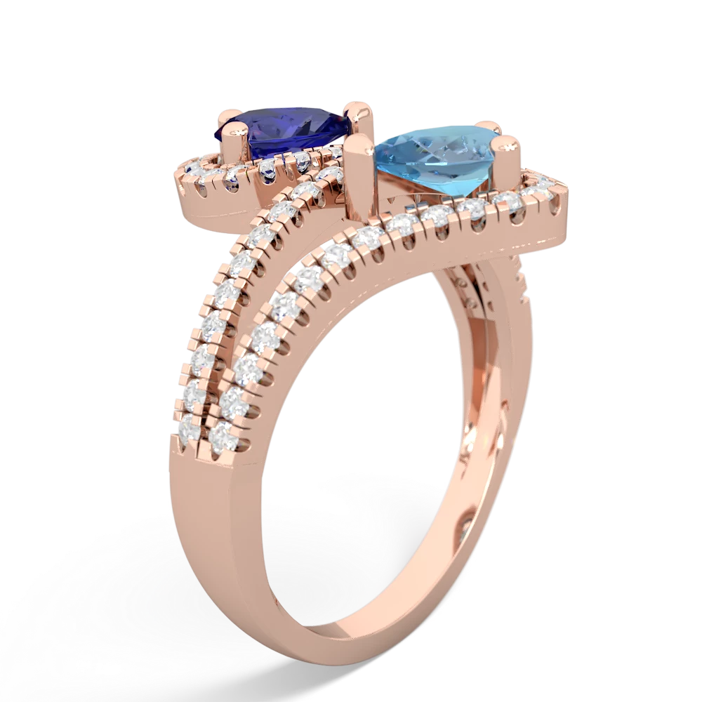 Lab Sapphire Diamond Dazzler 14K Rose Gold ring R3000