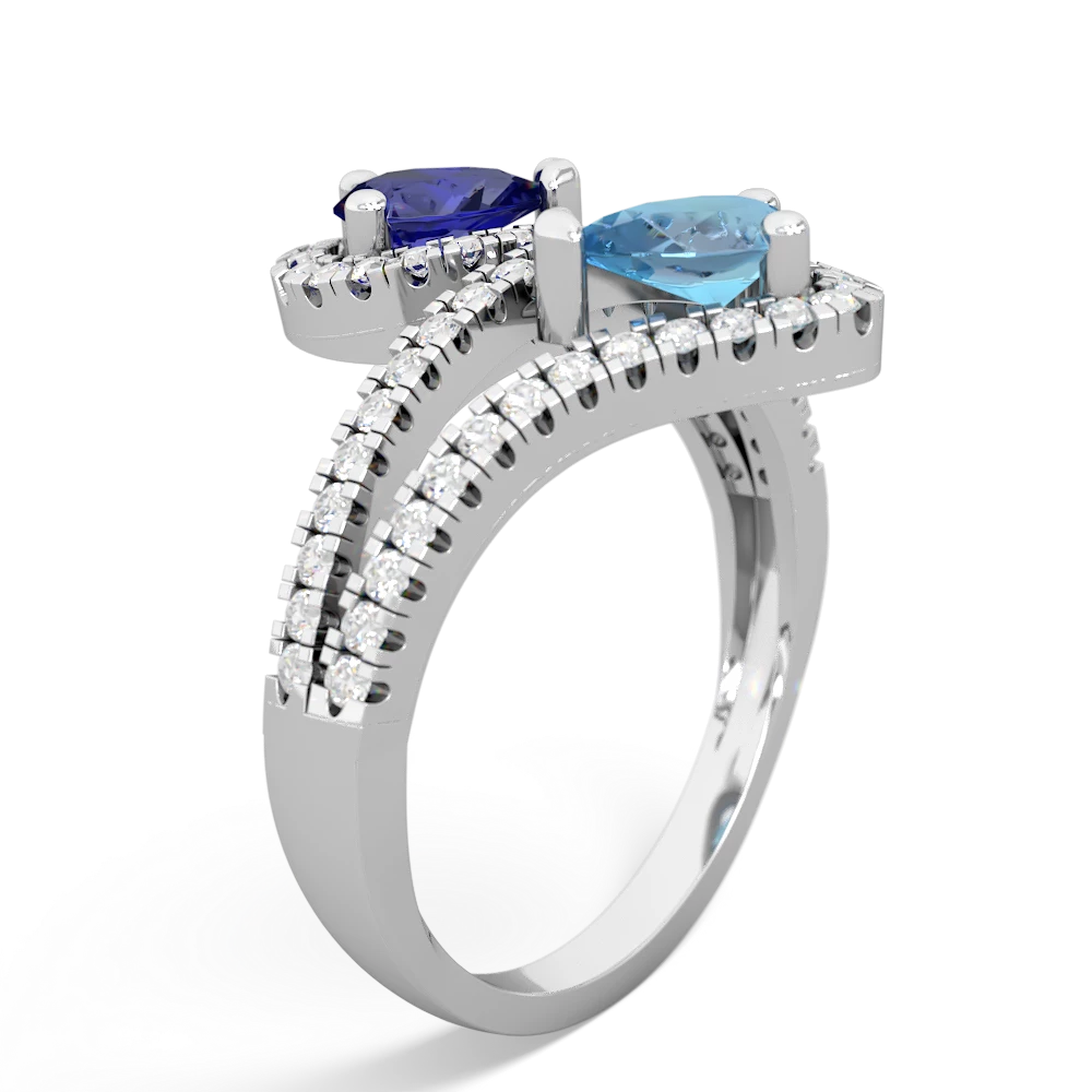 Lab Sapphire Diamond Dazzler 14K White Gold ring R3000