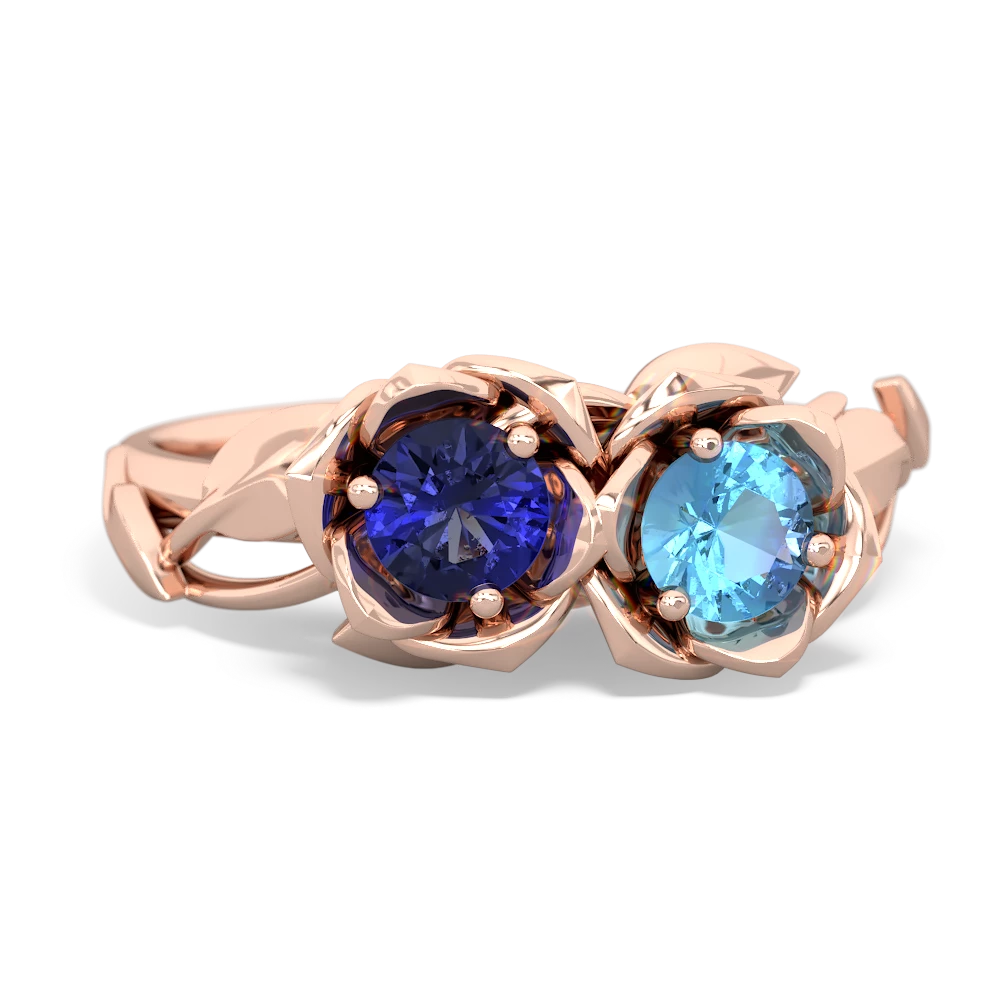 Lab Sapphire Rose Garden 14K Rose Gold ring R5510