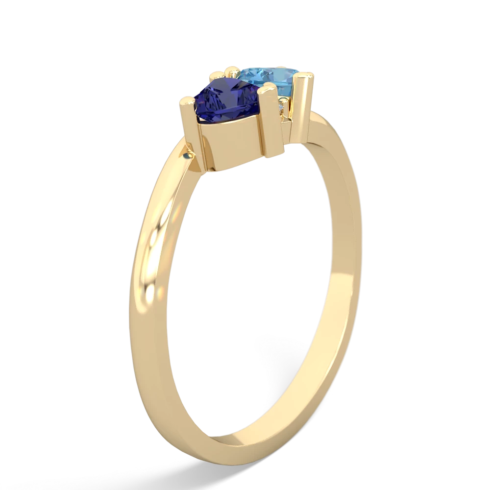 Lab Sapphire Sweethearts 14K Yellow Gold ring R5260