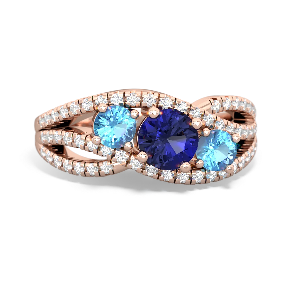 Lab Sapphire Three Stone Aurora 14K Rose Gold ring R3080