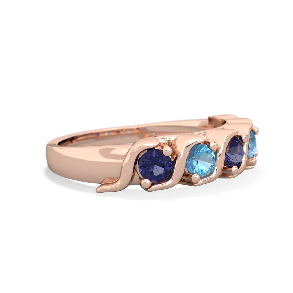 Lab Sapphire Anniversary Band 14K Rose Gold ring R2089