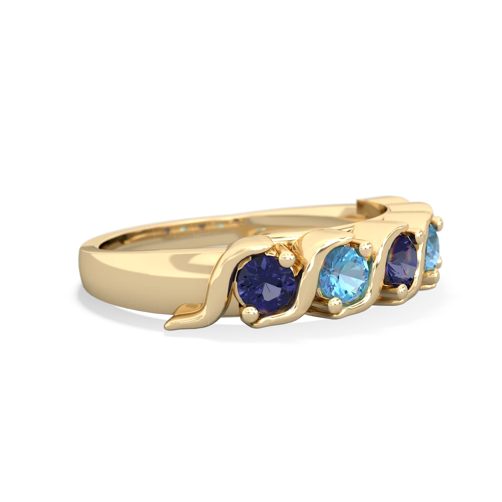 Lab Sapphire Anniversary Band 14K Yellow Gold ring R2089