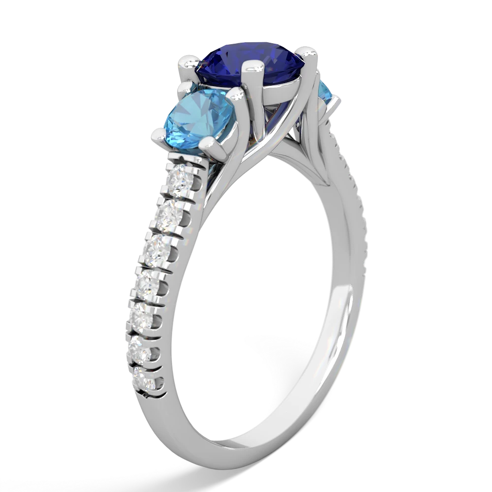 Lab Sapphire Pave Trellis 14K White Gold ring R5500