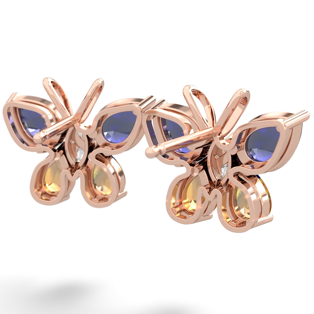 Lab Sapphire Butterfly 14K Rose Gold earrings E2215