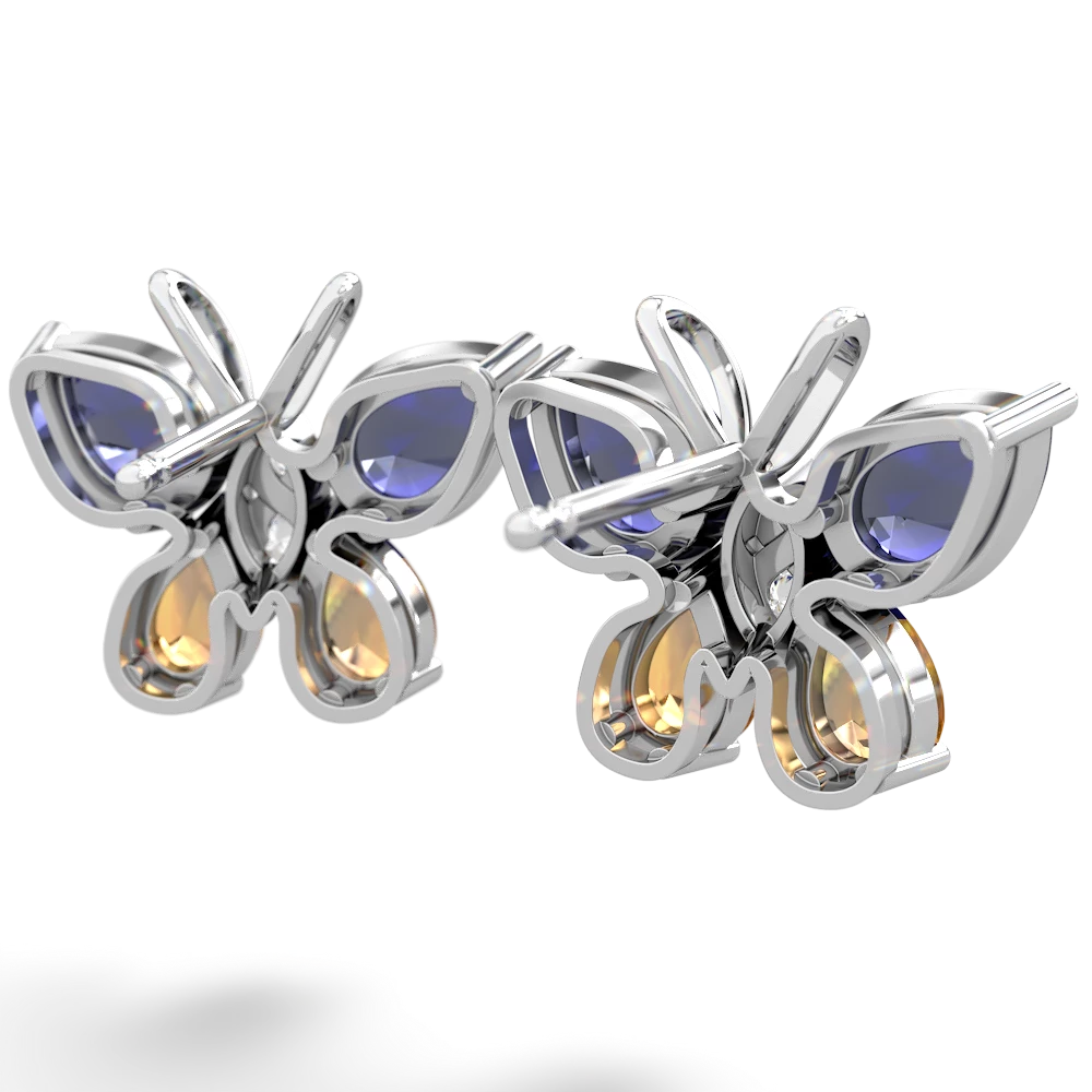 Lab Sapphire Butterfly 14K White Gold earrings E2215