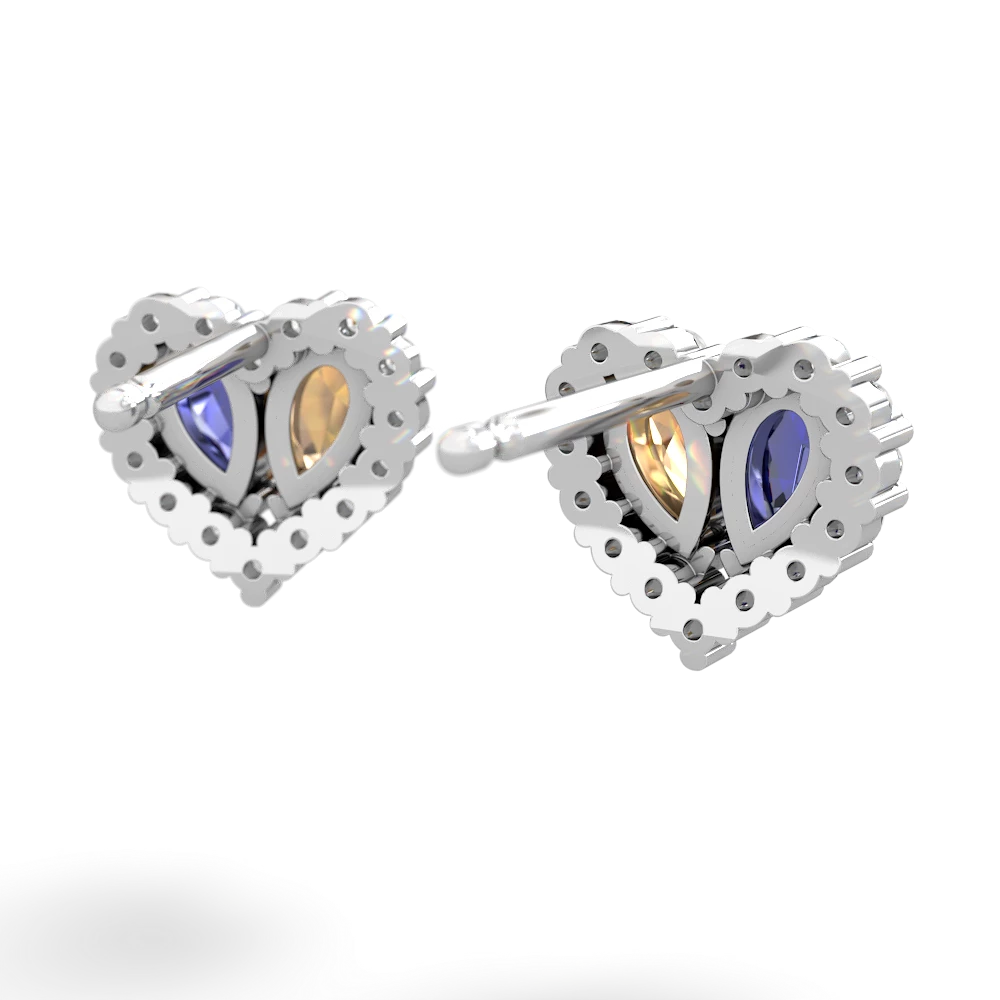 Lab Sapphire Halo 14K White Gold earrings E7008