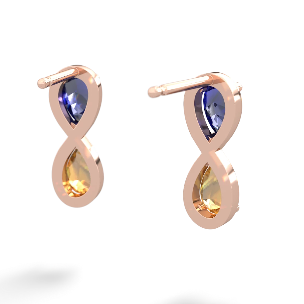 Lab Sapphire Infinity 14K Rose Gold earrings E5050