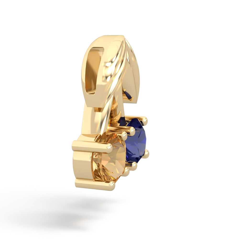 Lab Sapphire Sweet Cherries 14K Yellow Gold pendant P7001