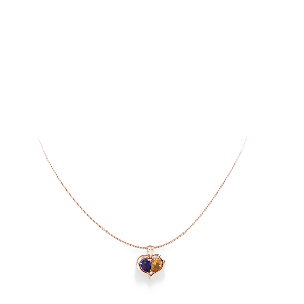 Lab Sapphire Two Become One 14K Rose Gold pendant P5330