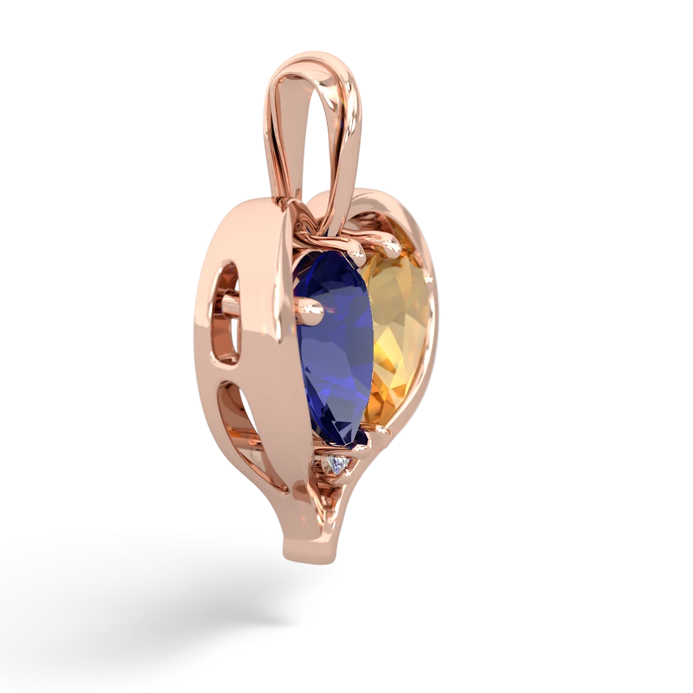 Lab Sapphire Two Become One 14K Rose Gold pendant P5330