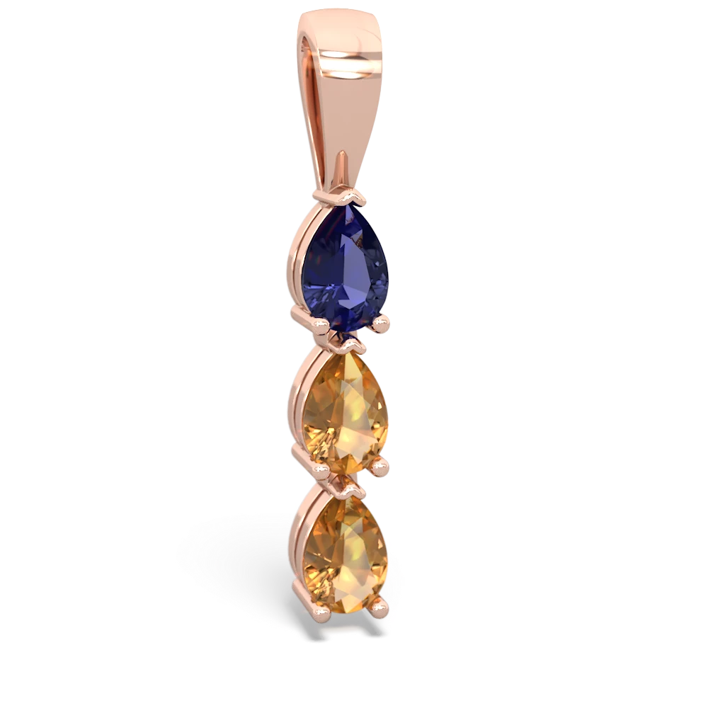 Lab Sapphire Dew Drops 14K Rose Gold pendant P2251