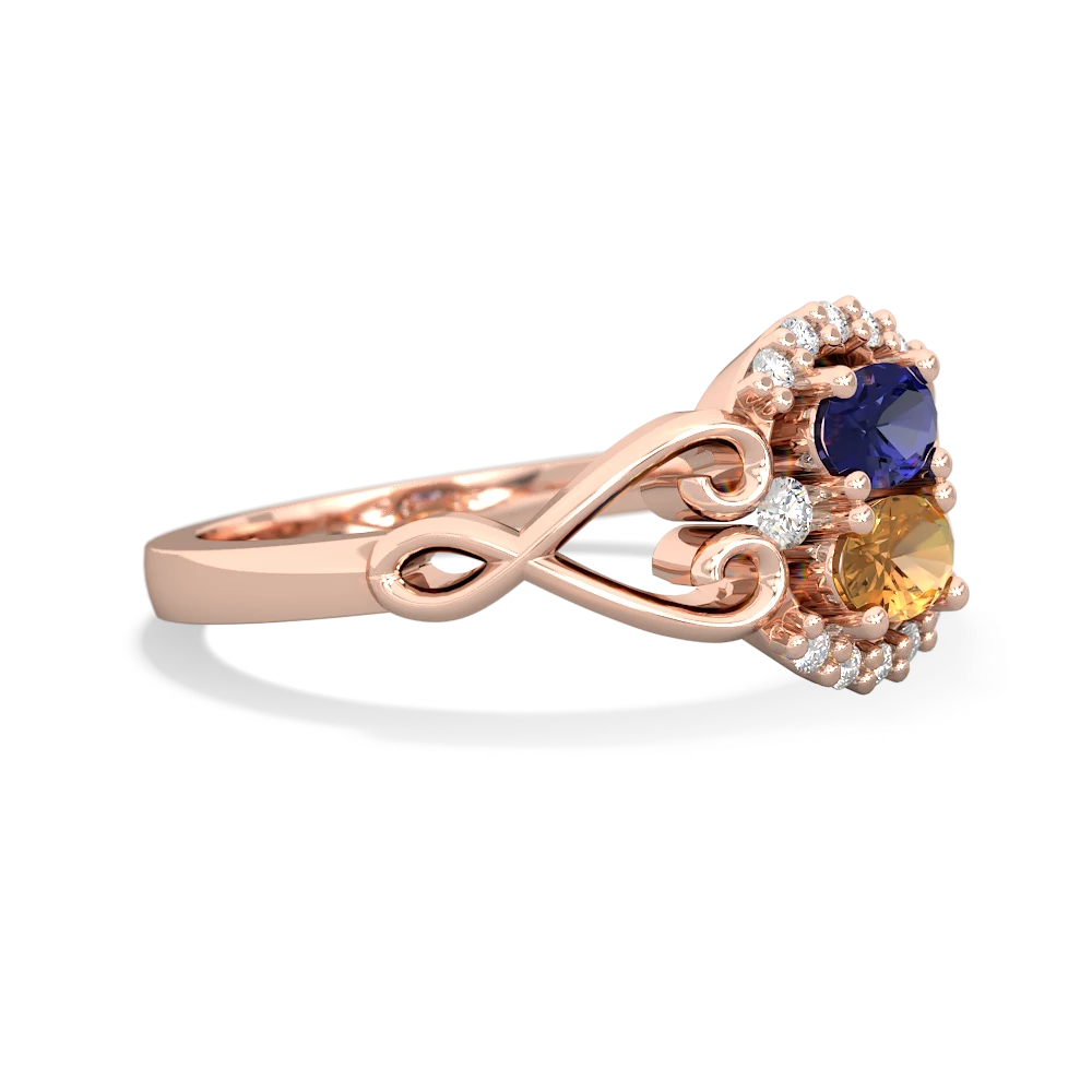 Lab Sapphire Love Nest 14K Rose Gold ring R5860