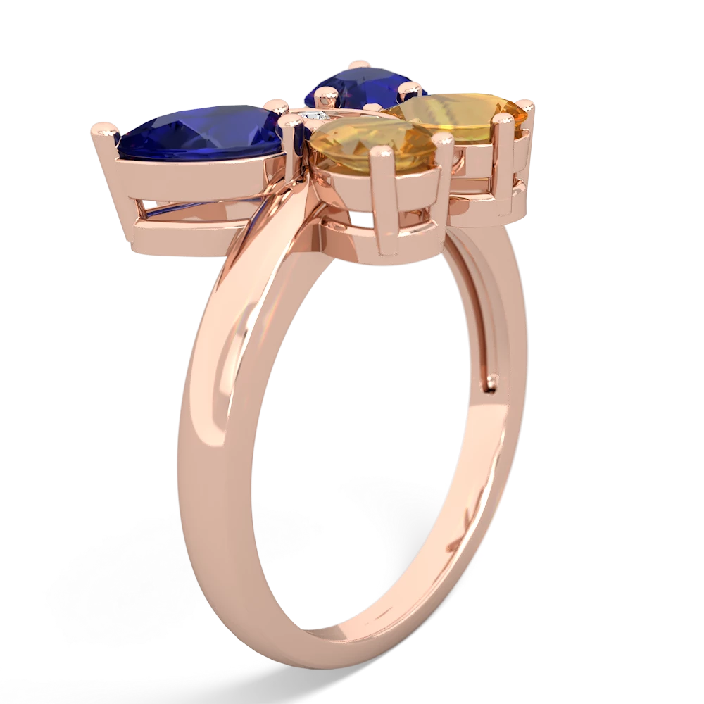 Lab Sapphire Butterfly 14K Rose Gold ring R2215