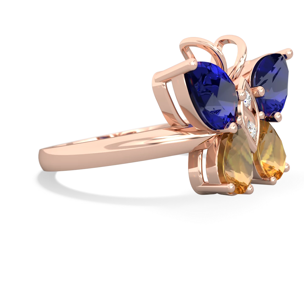 Lab Sapphire Butterfly 14K Rose Gold ring R2215