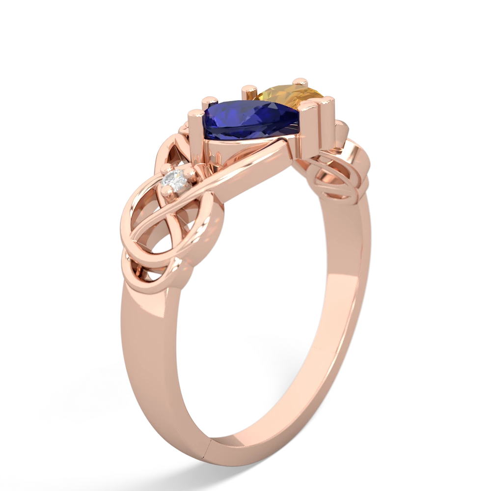 Lab Sapphire 'One Heart' Celtic Knot Claddagh 14K Rose Gold ring R5322