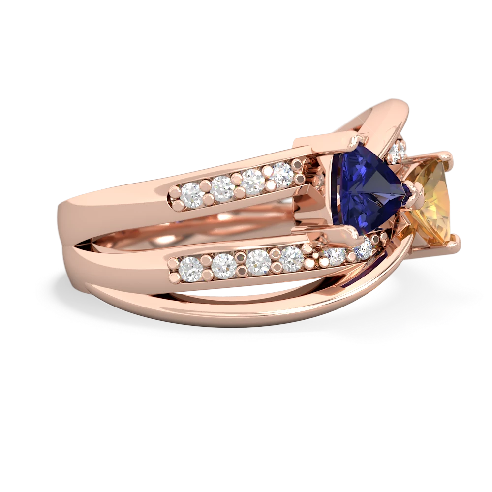 Lab Sapphire Bowtie 14K Rose Gold ring R2360