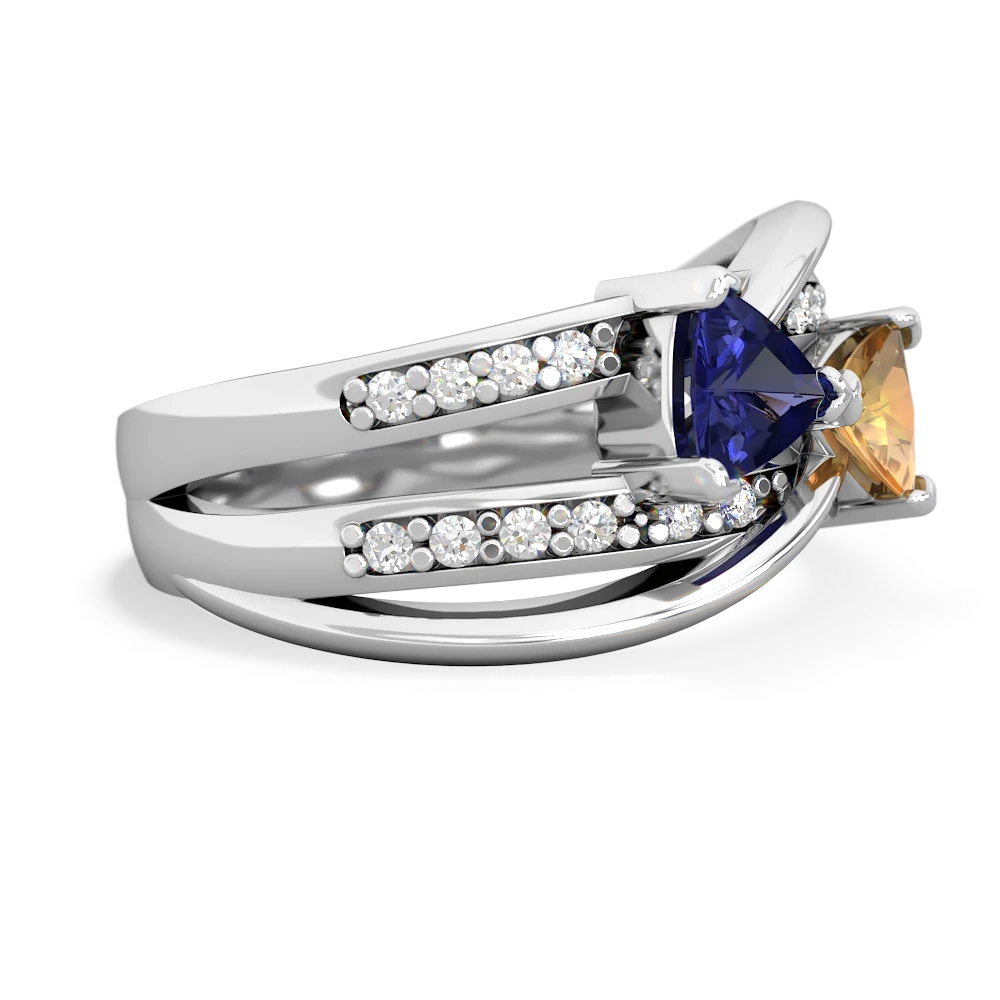 Lab Sapphire Bowtie 14K White Gold ring R2360