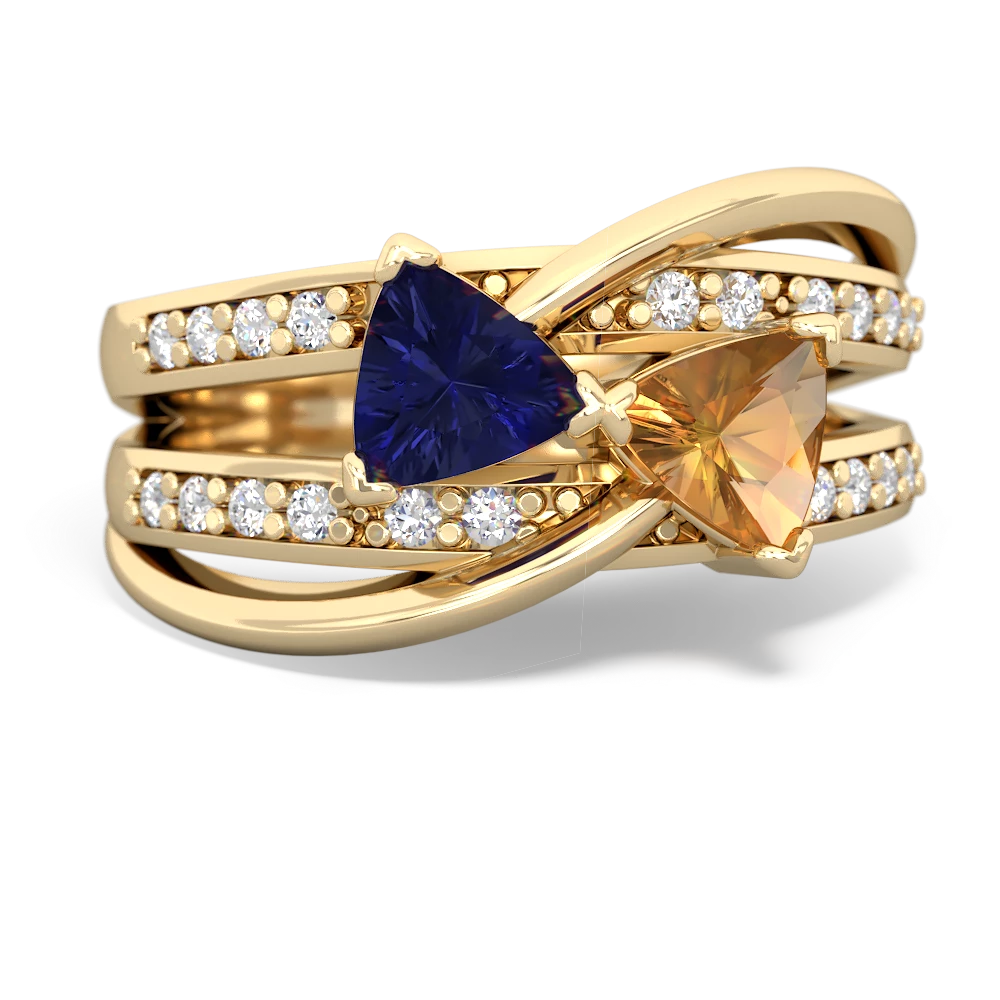 Lab Sapphire Bowtie 14K Yellow Gold ring R2360