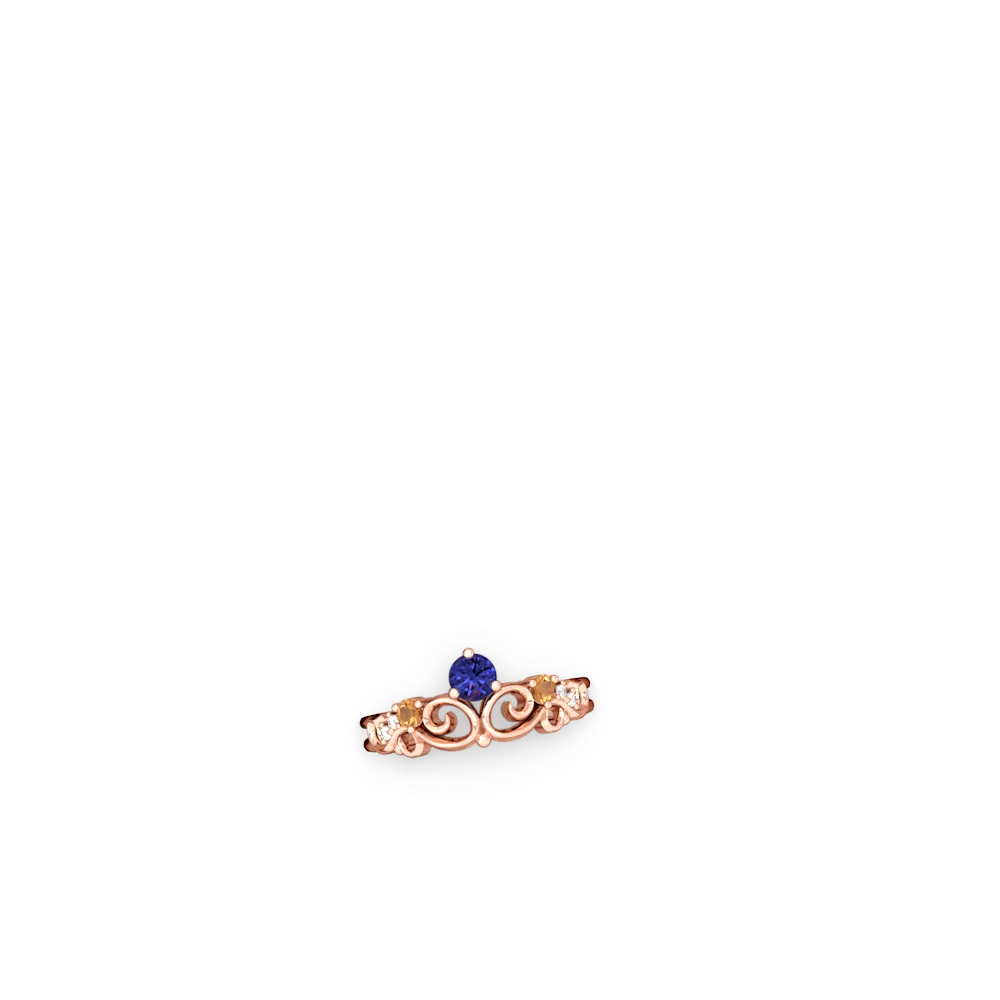 Lab Sapphire Crown Keepsake 14K Rose Gold ring R5740