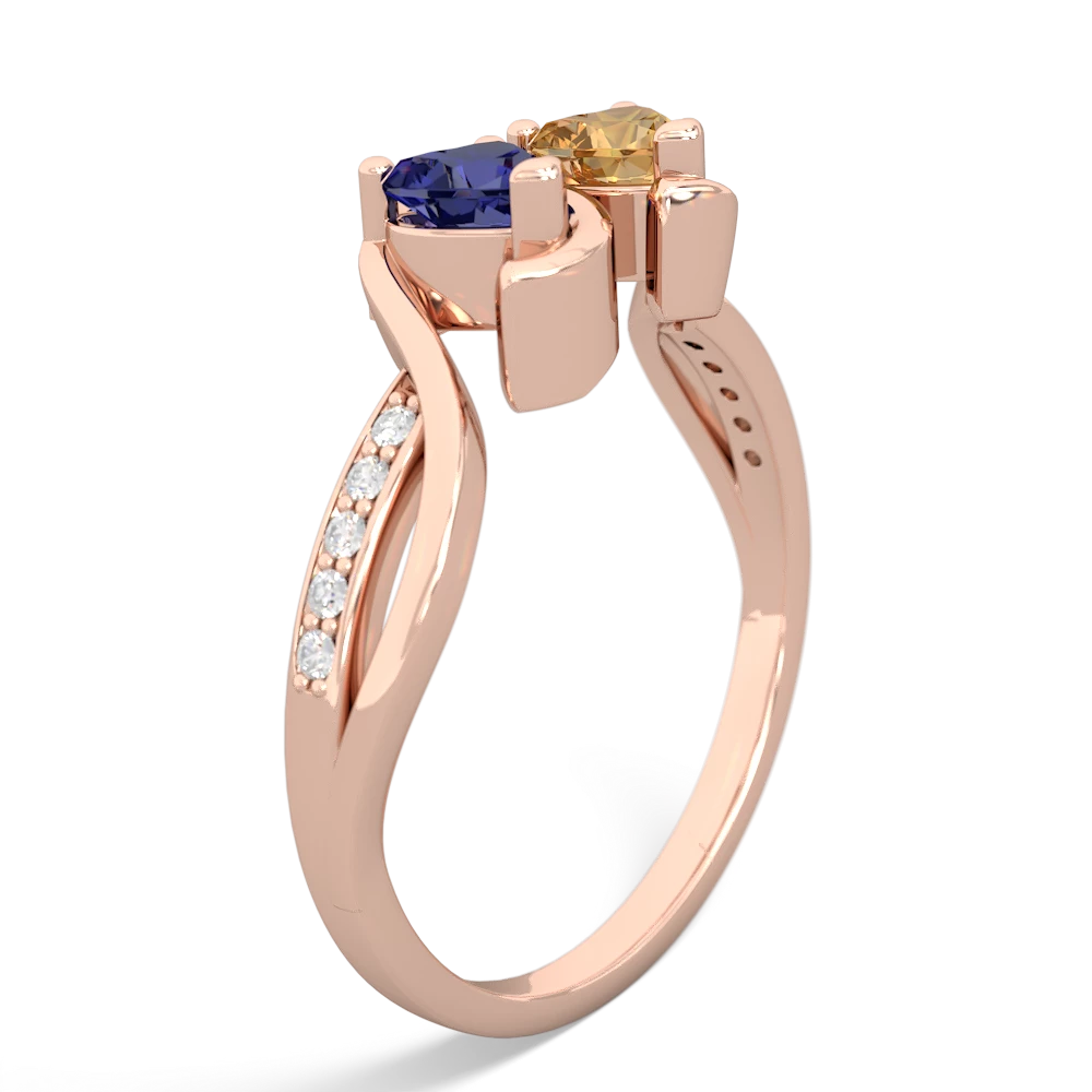 Lab Sapphire Side By Side 14K Rose Gold ring R3090