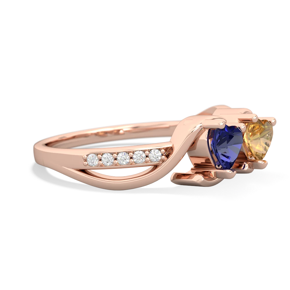 Lab Sapphire Side By Side 14K Rose Gold ring R3090