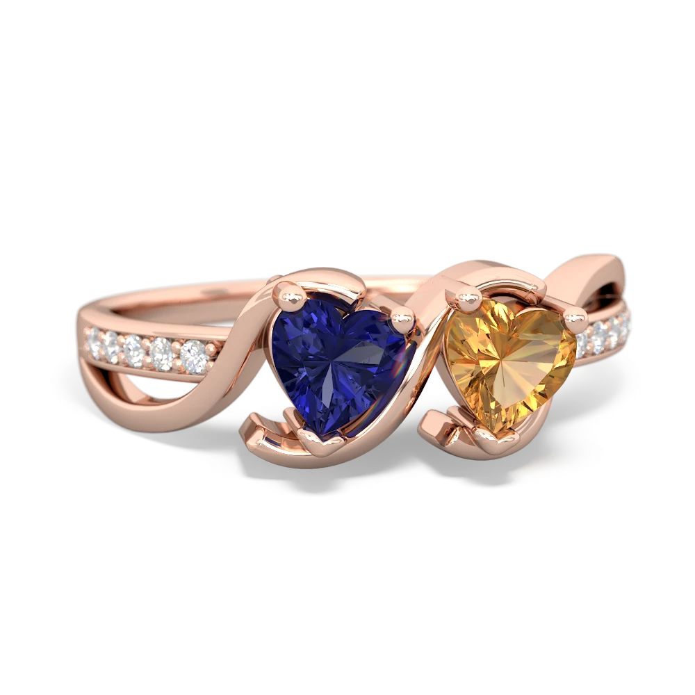 Lab Sapphire Side By Side 14K Rose Gold ring R3090