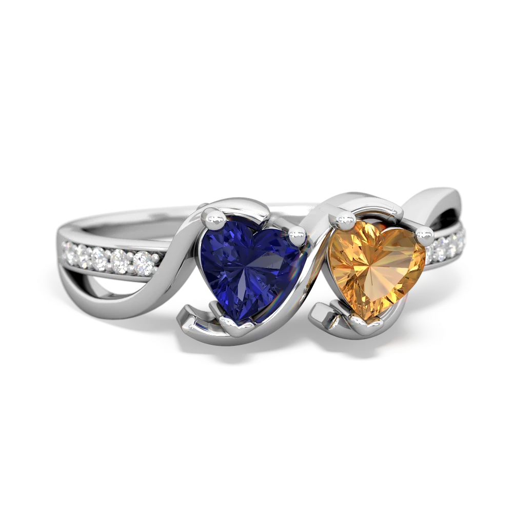 Lab Sapphire Side By Side 14K White Gold ring R3090