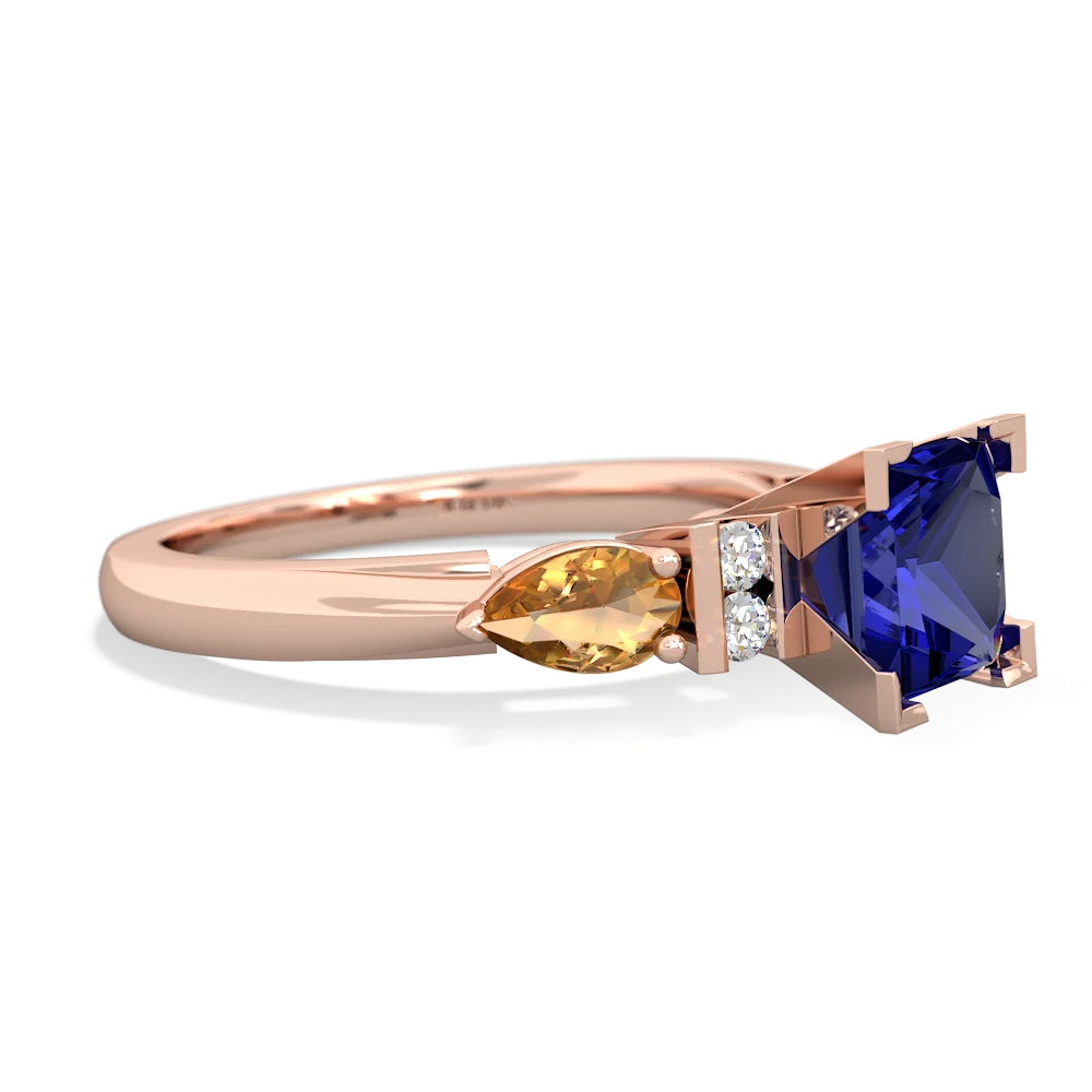 Lab Sapphire 6Mm Princess Eternal Embrace Engagement 14K Rose Gold ring C2002