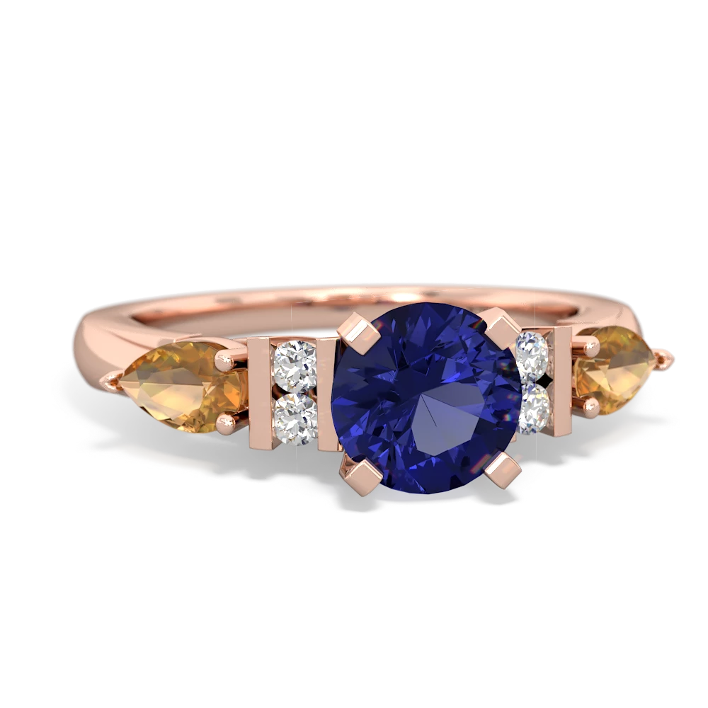 Lab Sapphire 6Mm Round Eternal Embrace Engagement 14K Rose Gold ring R2005