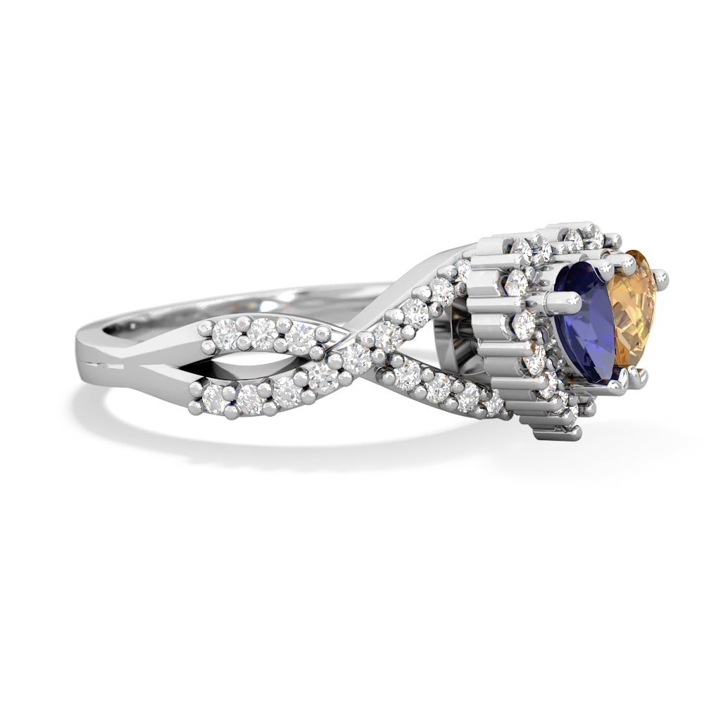 Lab Sapphire Diamond Twist 'One Heart' 14K White Gold ring R2640HRT