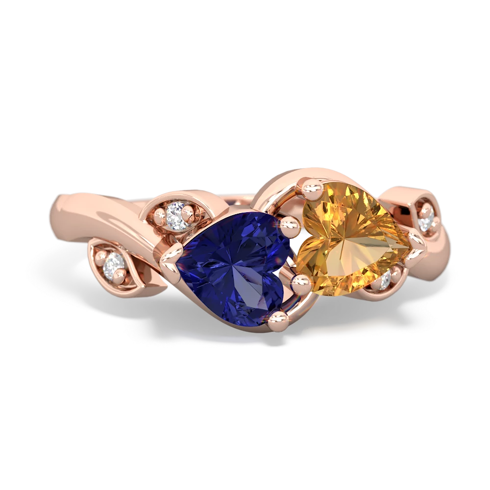 Lab Sapphire Floral Elegance 14K Rose Gold ring R5790