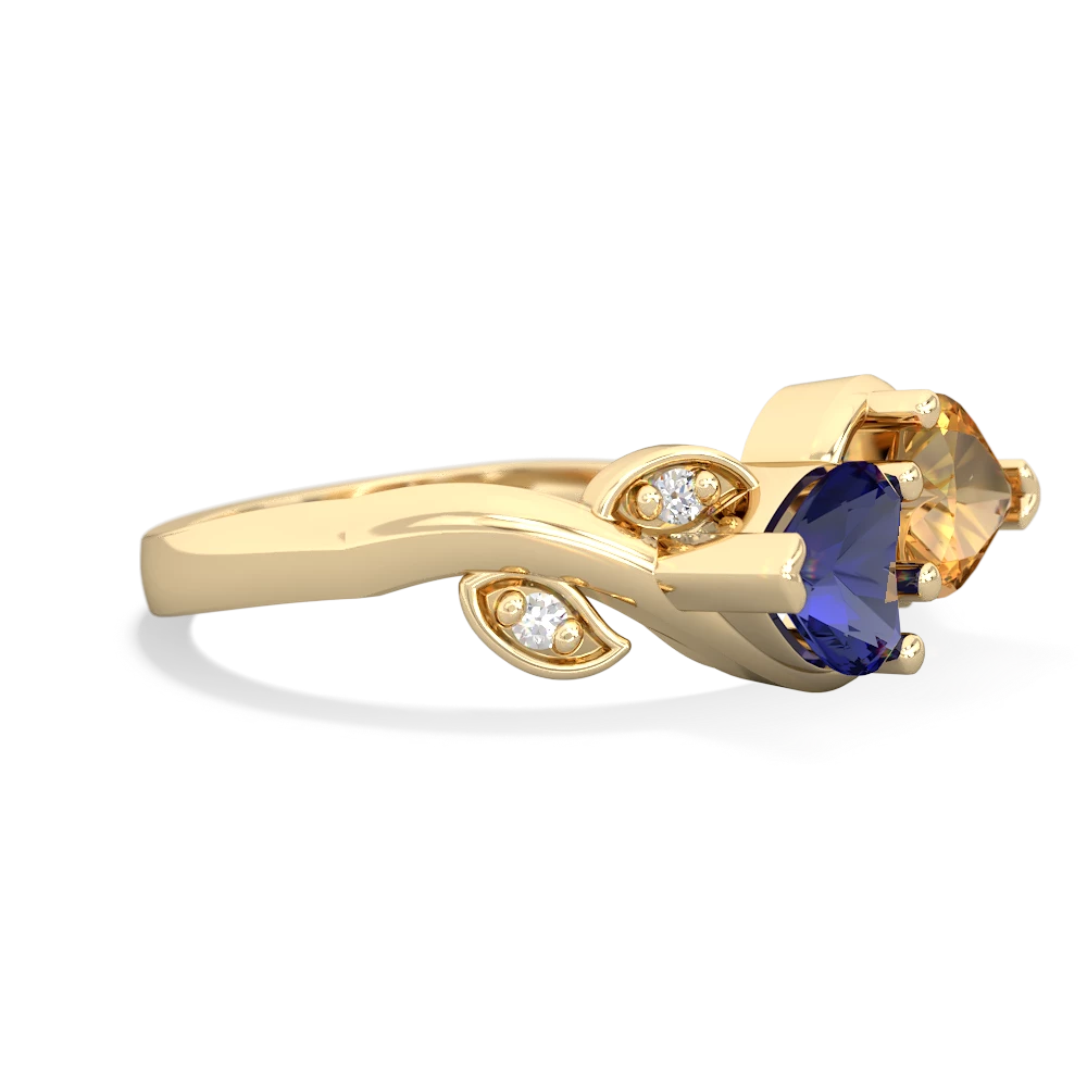 Lab Sapphire Floral Elegance 14K Yellow Gold ring R5790